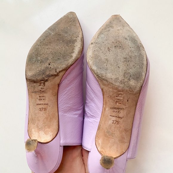 *SOLD* Tibi Jase Crinkled Patent Leather Lavender Purple Kitten Heel Mule - Picture 9 of 9